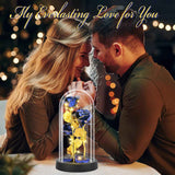 Darrahopens Home & Garden > Decor > Vases & Table Decor Eternal Blue Rose in Glass Dome with LED Lights, Romantic Forever Flower Gift for Valentine’s Day Anniversary Mother’s Day Birthday (Blue)