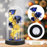 Darrahopens Home & Garden > Decor > Vases & Table Decor Eternal Blue Rose in Glass Dome with LED Lights, Romantic Forever Flower Gift for Valentine’s Day Anniversary Mother’s Day Birthday (Blue)
