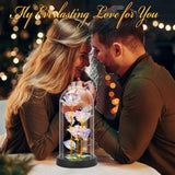 Darrahopens Home & Garden > Decor > Vases & Table Decor Eternal Blue Rose in Glass Dome with LED Lights, Romantic Forever Flower Gift for Valentine’s Day Anniversary Mother’s Day Birthday (Purple)