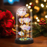 Darrahopens Home & Garden > Decor > Vases & Table Decor Eternal Blue Rose in Glass Dome with LED Lights, Romantic Forever Flower Gift for Valentine’s Day Anniversary Mother’s Day Birthday (Purple)
