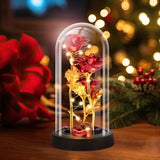 Darrahopens Home & Garden > Decor > Vases & Table Decor Eternal Blue Rose in Glass Dome with LED Lights, Romantic Forever Flower Gift for Valentine’s Day Anniversary Mother’s Day Birthday (Red)