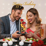 Darrahopens Home & Garden > Decor > Vases & Table Decor Eternal Blue Rose in Glass Dome with LED Lights, Romantic Forever Flower Gift for Valentine’s Day Anniversary Mother’s Day Birthday (Red)