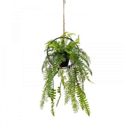 Faux Mixed Fern in Circle Frame Hanger (with Rope) Artificial Plant Flower Decor In Australia - Darrahopens