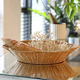 Darrahopens Home & Garden > Decor > Vases & Table Decor Fruit bowl - Round wicker basket - Corrugated serving basket - Dining table top - Curved corrugated woven tray - Coffee table storage tray