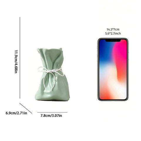 Darrahopens Home & Garden > Decor > Vases & Table Decor Green And White Chic Money Bag Inspired Vase - Modern Resin Decorative Flower Holder & Tabletop Accent(Use the mobile phone as a reference for size)