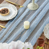 Darrahopens Home & Garden > Decor > Vases & Table Decor Light Blue Table Veil with White Pearls - Silky Gauze 30x120 Inches - For Weddings, Parties & Table Decorations
