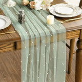 Darrahopens Home & Garden > Decor > Vases & Table Decor Light Green Table Veil with White Pearls - Silky Gauze 30x120 Inches - For Weddings, Parties & Table Decorations