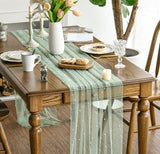 Darrahopens Home & Garden > Decor > Vases & Table Decor Light Green Table Veil with White Pearls - Silky Gauze 30x120 Inches - For Weddings, Parties & Table Decorations