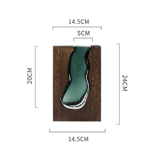 Darrahopens Home & Garden > Decor > Vases & Table Decor Modern Sculptural Wood and Glass Vase for Home Decor