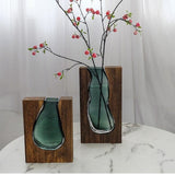 Darrahopens Home & Garden > Decor > Vases & Table Decor Modern Sculptural Wood and Glass Vase for Home Decor