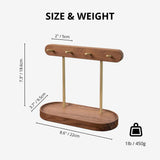 Darrahopens Home & Garden > Decor > Vases & Table Decor Modern Walnut Wood Key Holder with Brass Hooks – Desktop Organizer for Keys, Jewelry, Watches, and Small Accessories, Compact Design (Walnut)