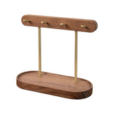 Darrahopens Home & Garden > Decor > Vases & Table Decor Modern Walnut Wood Key Holder with Brass Hooks – Desktop Organizer for Keys, Jewelry, Watches, and Small Accessories, Compact Design (Walnut)