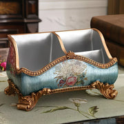 Darrahopens Home & Garden > Decor > Vases & Table Decor Natural Resin European Storage Box, Hand-Painted with Blooming Flowers – A Practical Storage Container and a Romantic Home Art Piece./Blue wood grain In Australia - Darrahopens