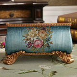 Darrahopens Home & Garden > Decor > Vases & Table Decor Natural Resin European Storage Box, Hand-Painted with Blooming Flowers – A Practical Storage Container and a Romantic Home Art Piece./Blue wood grain In Australia - Darrahopens