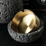 Darrahopens Home & Garden > Decor > Vases & Table Decor Nordic industrial style concrete ashtray, handcrafted with natural texture, detachable stainless steel bowl with anti-ash lid — easy to clean, durable, suitable for living rooms, bars, offices, ideal gift for Father’s Day, Christmas, housewarming.（BLACK)