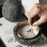 Darrahopens Home & Garden > Decor > Vases & Table Decor Nordic industrial style concrete ashtray, handcrafted with natural texture, detachable stainless steel bowl with anti-ash lid — easy to clean, durable, suitable for living rooms, bars, offices, ideal gift for Father’s Day, Christmas, housewarming.（BLACK)