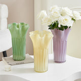 Darrahopens Home & Garden > Decor > Vases & Table Decor Nordic-Style Glass Vase - Elegant Fluted Flower Vase for Home Decor(Pink)