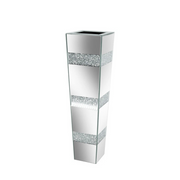 Darrahopens Home & Garden > Decor > Vases & Table Decor P&P Silver Crushed Diamond Flower Vase with Mirrored Glass for Elegant Home Decoration
