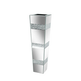 Darrahopens Home & Garden > Decor > Vases & Table Decor P&P Silver Crushed Diamond Flower Vase with Mirrored Glass for Elegant Home Decoration