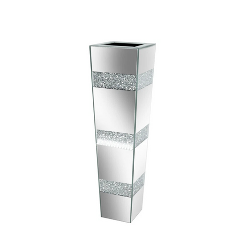 Darrahopens Home & Garden > Decor > Vases & Table Decor P&P Silver Crushed Diamond Flower Vase with Mirrored Glass for Elegant Home Decoration
