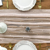 Darrahopens Home & Garden > Decor > Vases & Table Decor Pink Table Veil with White Pearls - Silky Gauze 30x120 Inches - For Weddings, Parties & Table Decorations