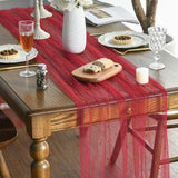 Darrahopens Home & Garden > Decor > Vases & Table Decor Red Table Veil with White Pearls - Silky Gauze 30x120 Inches - For Weddings, Parties & Table Decorations