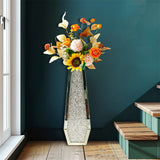 Darrahopens Home & Garden > Decor > Vases & Table Decor Silver Mirrored Floor Vase Luxury Diamond Flower Vase Living Room Home Office