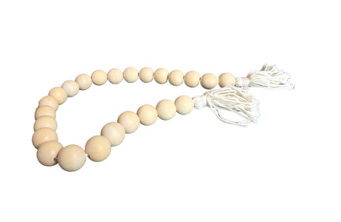 Darrahopens Home & Garden > Decor > Vases & Table Decor Small Beads & Large Length Wooden Garland With Tassel - White