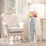 Darrahopens Home & Garden > Decor > Vases & Table Decor Sparkling Crushed Diamond Mirrored Floor Vase Tall Silver Glass Fake Flower Vase