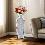 Darrahopens Home & Garden > Decor > Vases & Table Decor Sparkling Crushed Diamond Mirrored Floor Vase Tall Silver Glass Fake Flower Vase