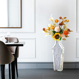 Darrahopens Home & Garden > Decor > Vases & Table Decor Sparkling Crushed Diamond Mirrored Floor Vase Tall Silver Glass Fake Flower Vase