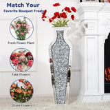 Darrahopens Home & Garden > Decor > Vases & Table Decor Sparkling Crushed Diamond Mirrored Floor Vase Tall Silver Glass Fake Flower Vase