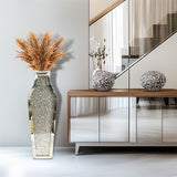 Darrahopens Home & Garden > Decor > Vases & Table Decor Sparkling Crushed Diamond Mirrored Floor Vase Tall Silver Glass Fake Flower Vase