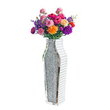 Darrahopens Home & Garden > Decor > Vases & Table Decor Sparkling Crushed Diamond Mirrored Floor Vase Tall Silver Glass Fake Flower Vase