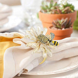 Darrahopens Home & Garden > Decor > Vases & Table Decor Sunflower and Daisy Napkin Rings Set of 12 Gold Bee Design for Formal and Casual Dining