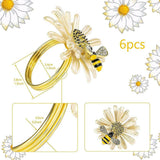 Darrahopens Home & Garden > Decor > Vases & Table Decor Sunflower and Daisy Napkin Rings Set of 12 Gold Bee Design for Formal and Casual Dining
