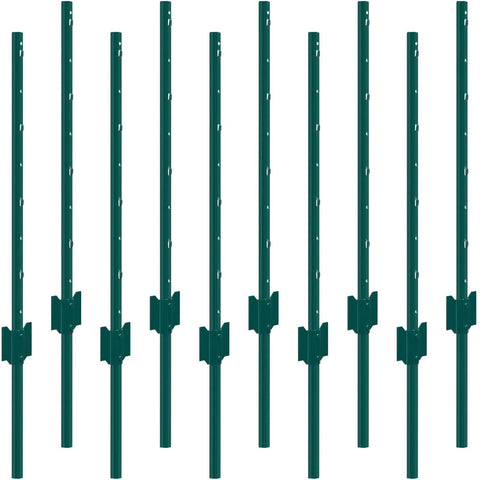 Darrahopens Home & Garden > Decor > Vases & Table Decor VEVOR 3 Feet Fence Post, 10 Pack U-Channel Heavy Duty Metal Fence Posts, Sturdy Steel Fence Stakes for Garden Yard, Lawn, Farms and Outdoor Wire Fencing, Green