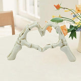 Darrahopens Home & Garden > Decor > Vases & Table Decor White Gothic Skeleton Hands Heart Sculpture - Macabre Love Figurine for Home & Halloween Decor