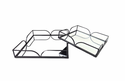 Darrahopens Home & Garden > Decor > Vases & Table Decor Willow Square Tray - Set of 2 - Black