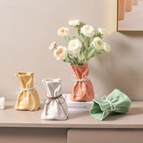 Darrahopens Home & Garden > Decor > Vases & Table Decor Yellow And White Chic Money Bag Inspired Vase - Modern Resin Decorative Flower Holder & Tabletop Accent(Use the mobile phone as a reference for size)