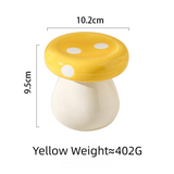 Darrahopens Home & Garden > Decor > Vases & Table Decor Yellow Stylish Mushroom Ceramic Toothpick Holder and Cotton Swab Jar for Home Kitchen Table Decor(Excluding cotton swabs, dental floss, etc.)