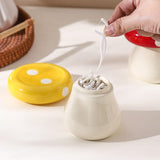 Darrahopens Home & Garden > Decor > Vases & Table Decor Yellow Stylish Mushroom Ceramic Toothpick Holder and Cotton Swab Jar for Home Kitchen Table Decor(Excluding cotton swabs, dental floss, etc.)