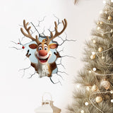 Darrahopens Home & Garden > Decor > Wallpaper 10 PCS Creative 3D Reindeer Peeking Through Wall Christmas PVC Wall Decal for Australian Homes