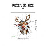 Darrahopens Home & Garden > Decor > Wallpaper 10 PCS Creative 3D Reindeer Peeking Through Wall Christmas PVC Wall Decal for Australian Homes