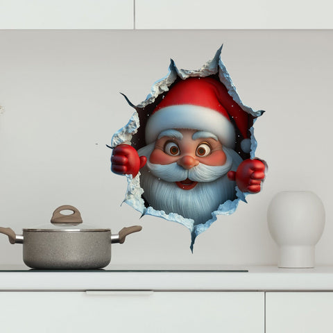 Darrahopens Home & Garden > Decor > Wallpaper 10 PCS Creative 3D Santa Claus Peeking Through Wall Christmas Wall Sticker for Australian Homes