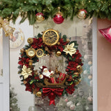 Darrahopens Home & Garden > Decor > Wallpaper 10 PCS Festive Christmas Wreath PVC Wall Sticker with Santa, Reindeer & Clocks for Australian Decor