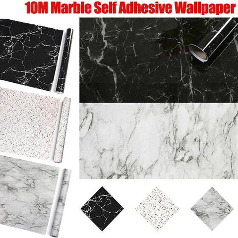 Darrahopens Home & Garden > Decor > Wallpaper 10M Marble Self-Adhesive PVC Wall Sticker Wallpaper Decor - White Marble-B