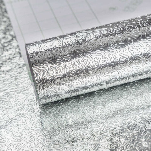 Darrahopens Home & Garden > Decor > Wallpaper Silver Self Adhesive Vinyl Wallpaper Aluminum Foil Look Waterproof Greaseproof For Kitchen Cupboards Diy Wall Stickers