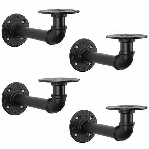 Darrahopens Home & Garden > DIY 4PCS Pipe Floating Shelf Bracket Industrial Pipe Shelf Bracket Mounting Bracket Storage Racks Decor