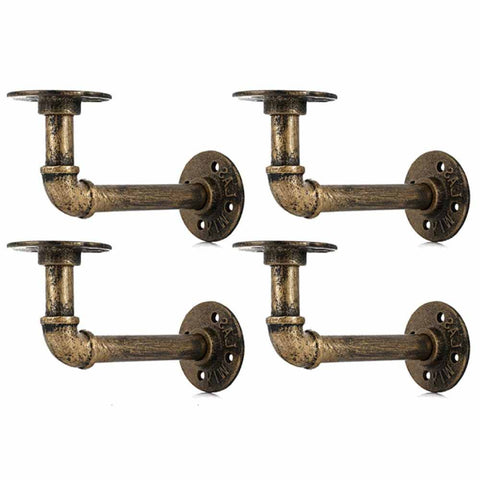 Darrahopens Home & Garden > DIY 4PCS Pipe Floating Shelf Bracket Industrial Pipe Shelf Bracket Mounting Bracket Storage Racks Decor Bronze